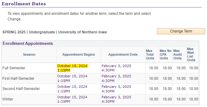 Enrollment Date and Time