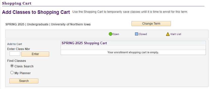 Enrollment Shopping Cart