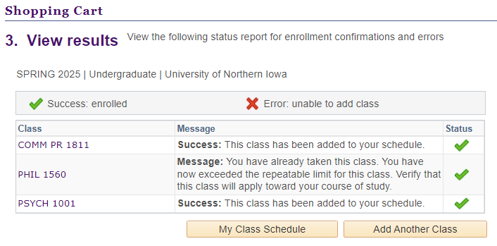 Step 3 - Status Report for Enrollment Confirmations and Errors