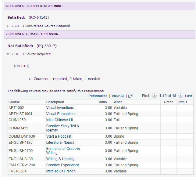 Satisfies and Not Satisfied on Advisement Report