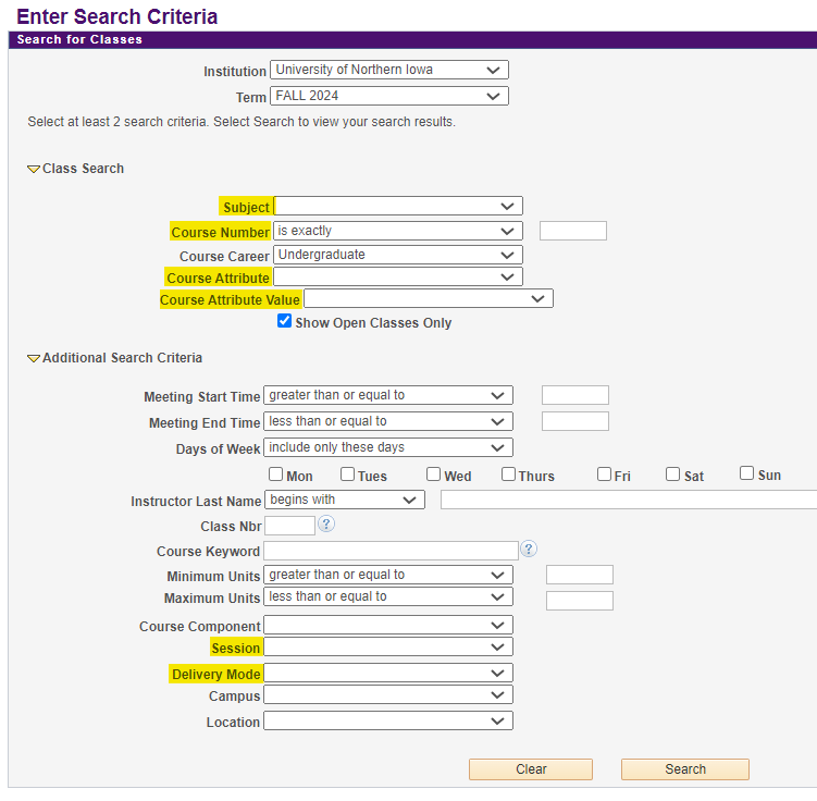 Class Search/Search for Classes