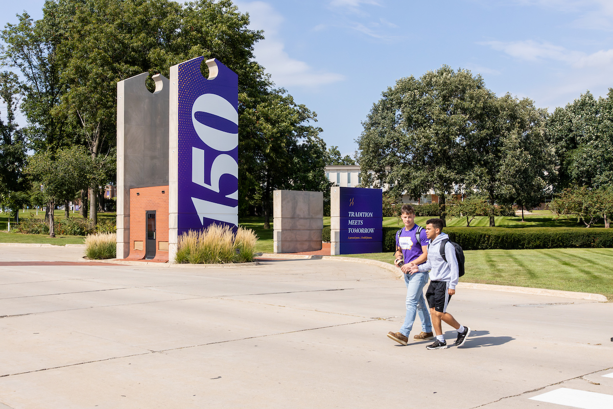 students walking on campus